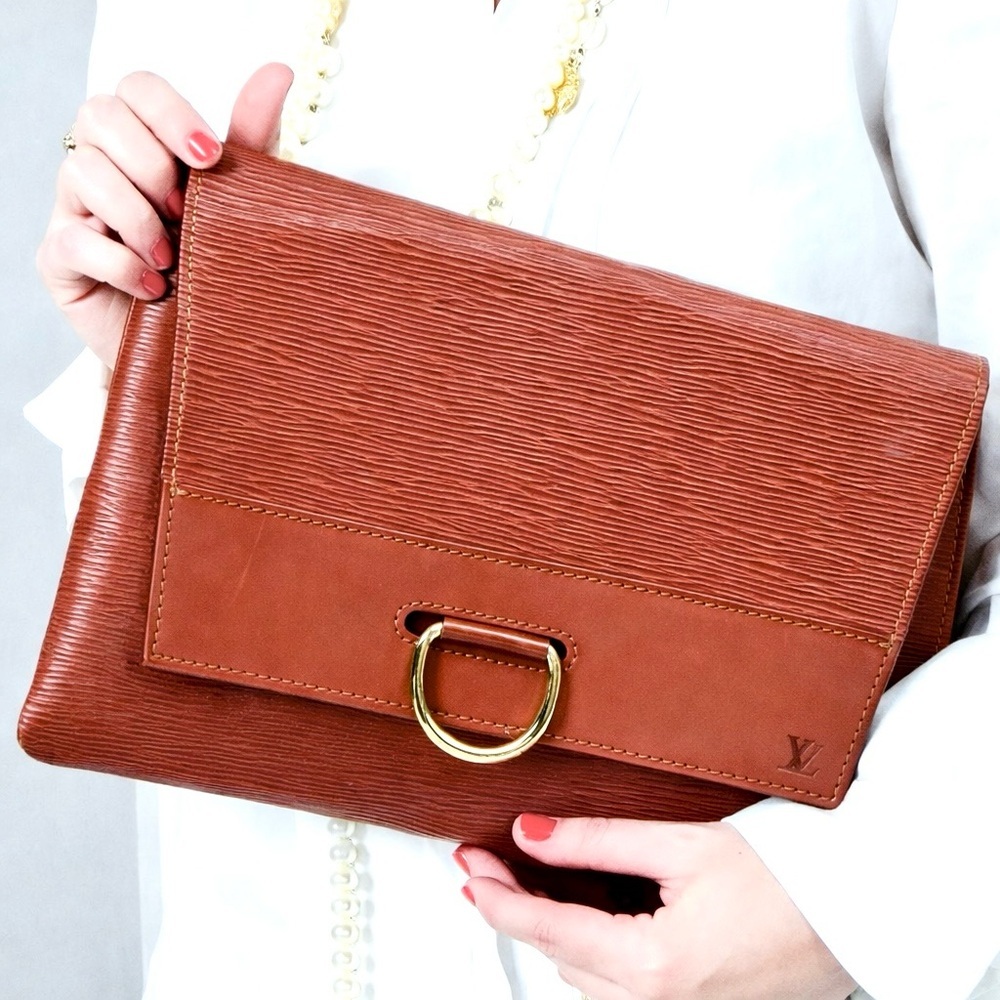 Louis Vuitton Lena Jena Envelope 28 Epi Leather Brown Clutch Wallet